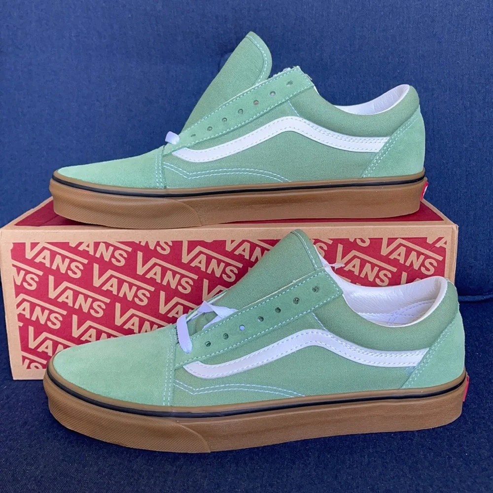 Vans Men’s Old Skool Gum Basil/True White Sneakers - Picture 2 of 16
